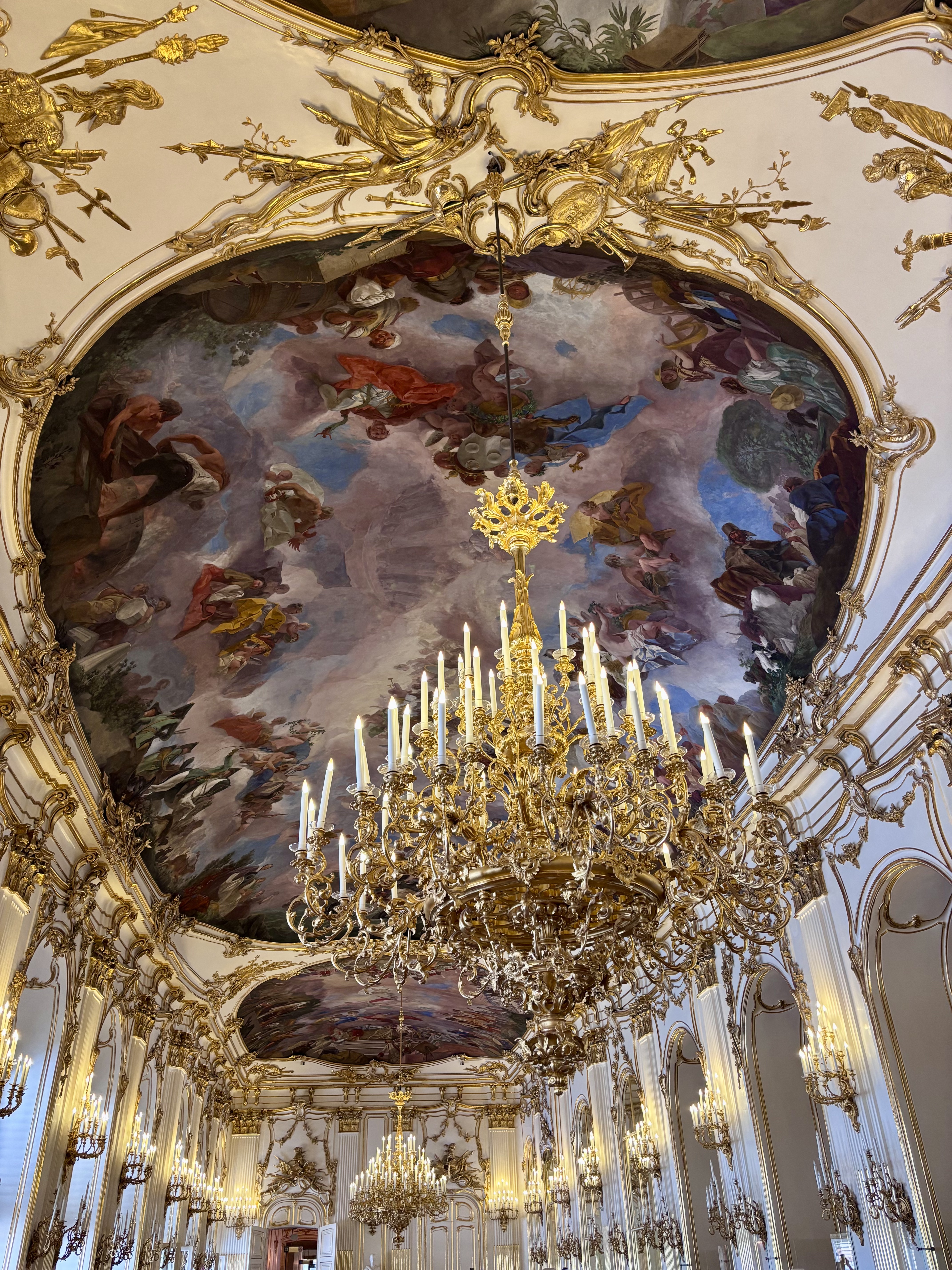 Ornate palace ballroom ceiling